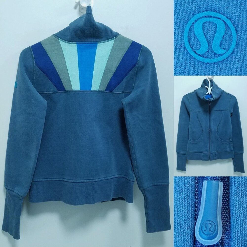 Lululemon Igloo Sunrise Teal Blue Jacket Sweater Size Small 6 Rare Pockets